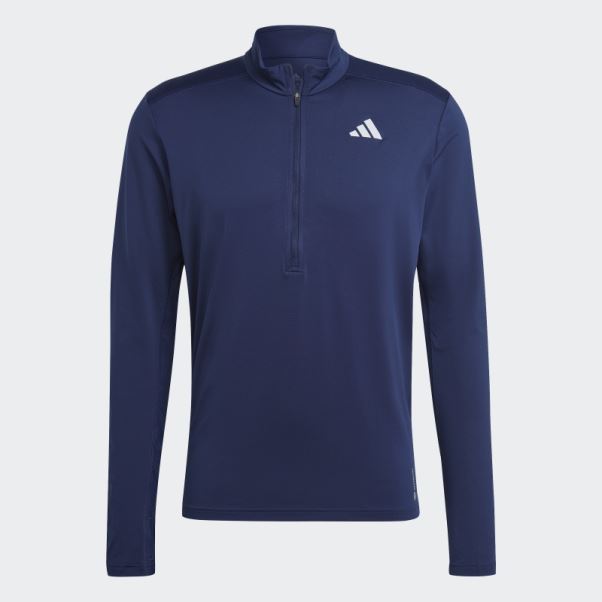 T-shirt 1/2-zip Adidas Propriétaire Du Run Bleu Foncé