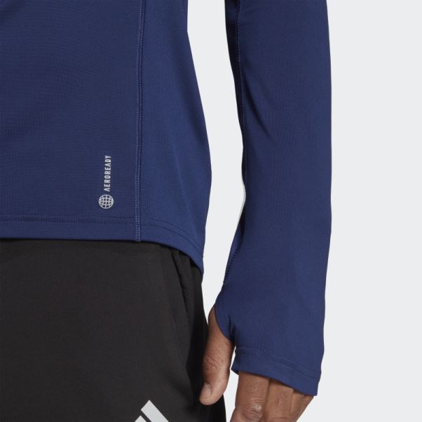 T-shirt 1/2-zip Adidas Propriétaire Du Run Bleu Foncé