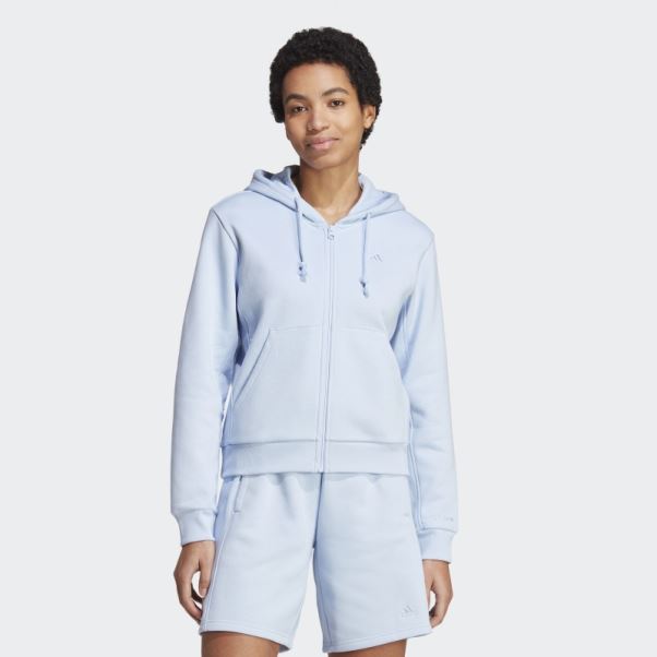 Adidas All Szn Fleece Full-zip Hoodie Bleu Aube