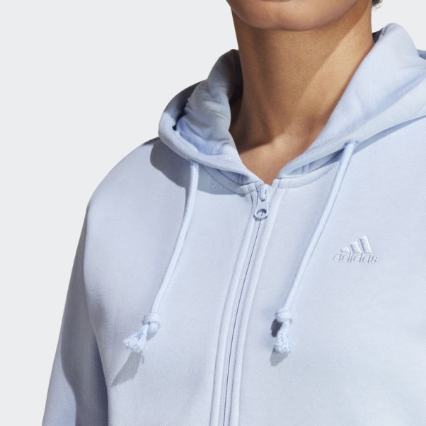 Adidas All Szn Fleece Full-zip Hoodie Bleu Aube