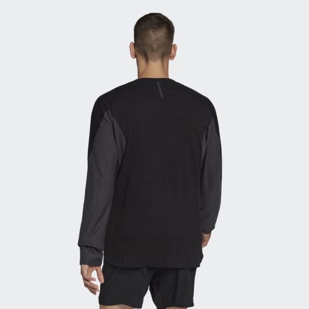 T-shirt Noir à Manches Longues Adidas Bien-être Training