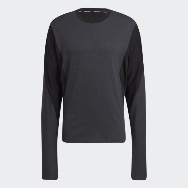 T-shirt Noir à Manches Longues Adidas Bien-être Training