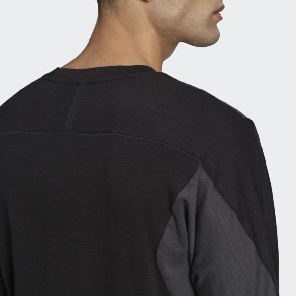 T-shirt Noir à Manches Longues Adidas Bien-être Training