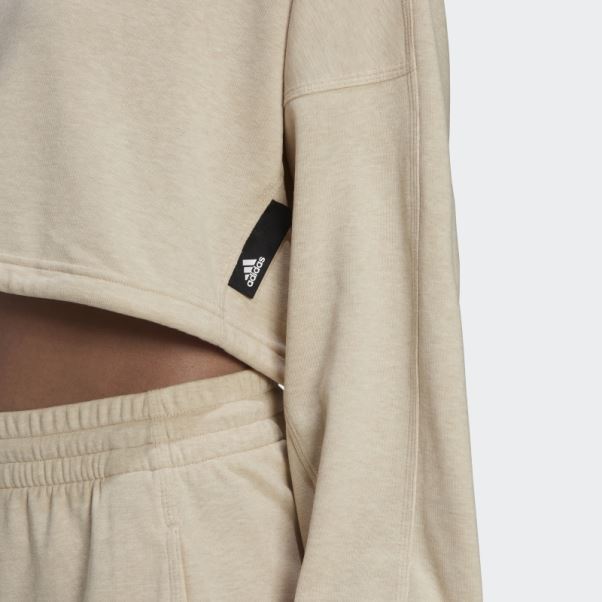Adidas Sportswear Botanic Beige Mel Studio Lounge Summer Crew Sweatshirt Hot