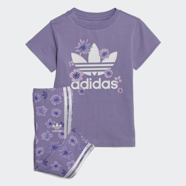 Ensemble Robe Legging Fleuri Lilas Adidas
