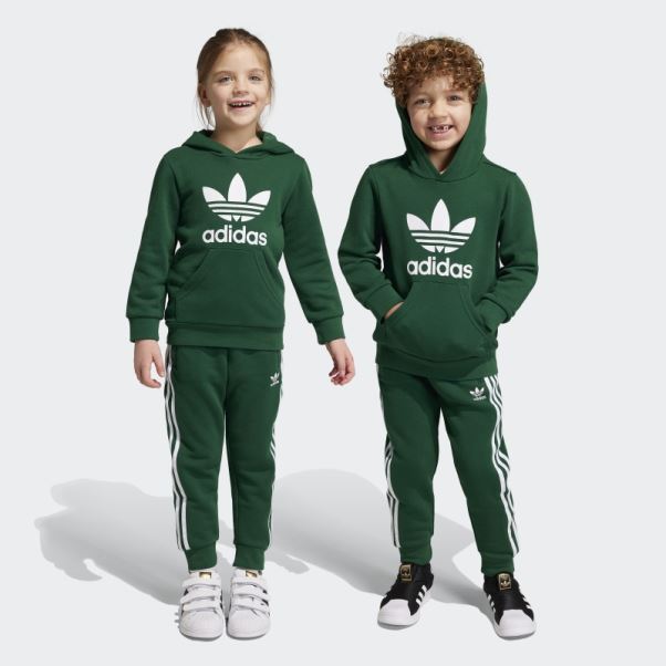 Ensemble Sweat à Capuche Adidas Adicolor Vert Foncé
