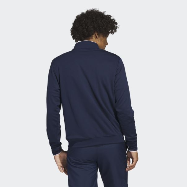 Pull Quart De Zip Bleu Marine Adidas