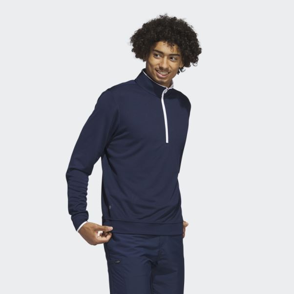 Pull Quart De Zip Bleu Marine Adidas