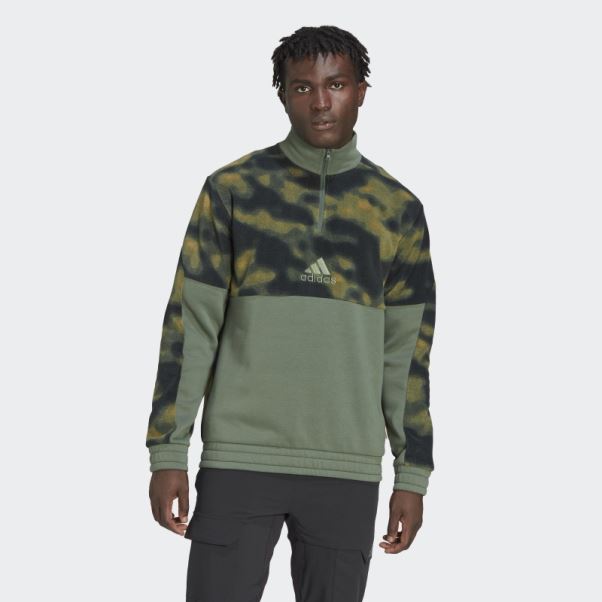 Veste Polaire Nature Allover Print 1/4-zip Orbit Green Adidas