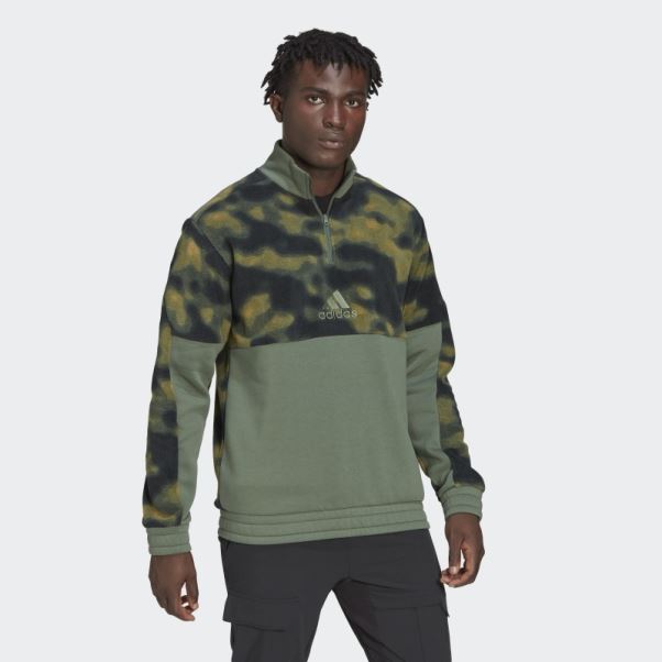 Veste Polaire Nature Allover Print 1/4-zip Orbit Green Adidas