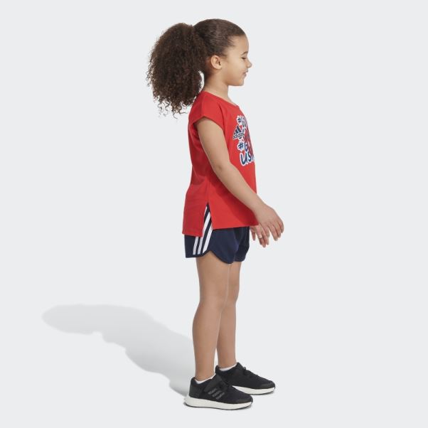Ensemble T-shirt Et Short Graphique Adidas Rouge