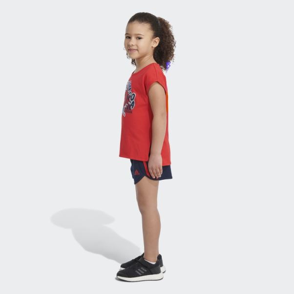 Ensemble T-shirt Et Short Graphique Adidas Rouge