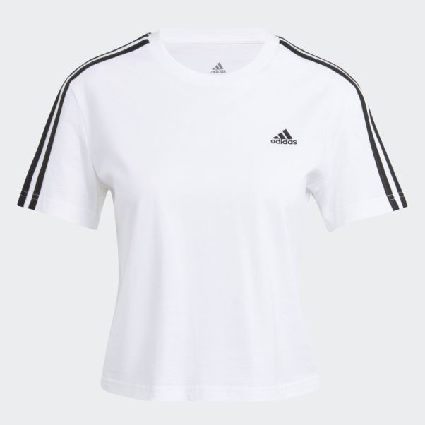 T-shirt Court Ample à 3 Bandes Essentials Adidas Blanc