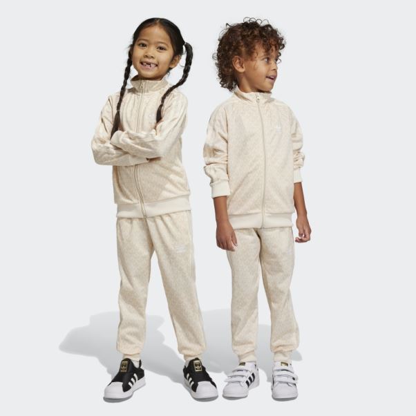 Survêtement Imprimé Monogramme Adidas Ecru Tint