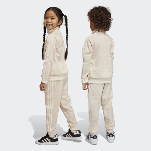 Survêtement Imprimé Monogramme Adidas Ecru Tint