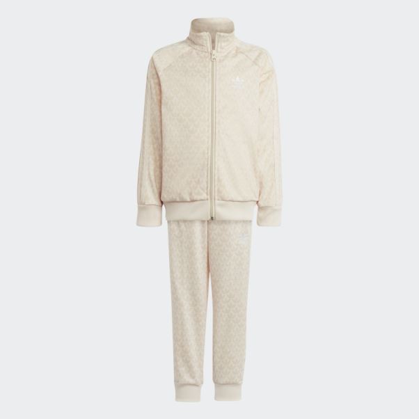 Survêtement Imprimé Monogramme Adidas Ecru Tint