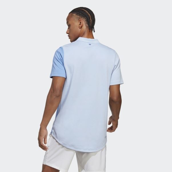 Polo Adidas Clubhouse Premium Classic Tennis Colorblock Bleu Aube