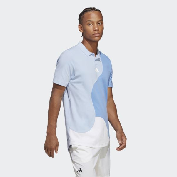 Polo Adidas Clubhouse Premium Classic Tennis Colorblock Bleu Aube