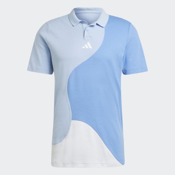 Polo Adidas Clubhouse Premium Classic Tennis Colorblock Bleu Aube