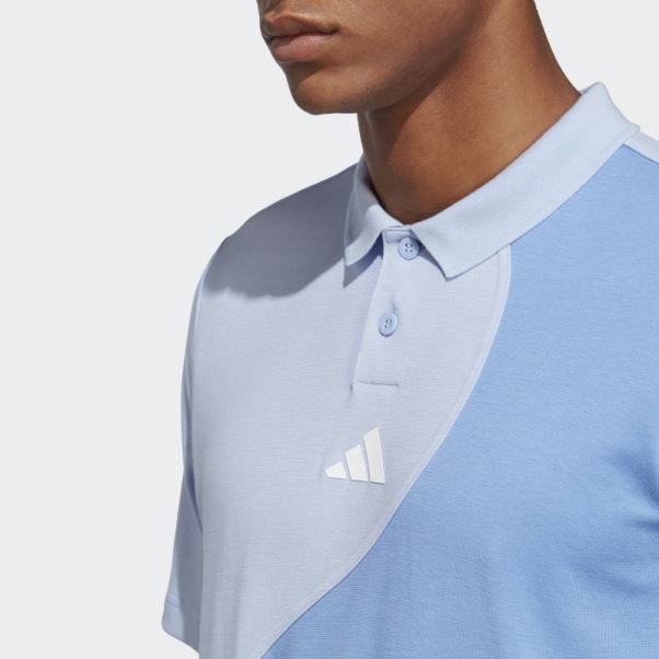 Polo Adidas Clubhouse Premium Classic Tennis Colorblock Bleu Aube