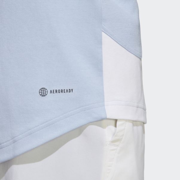 Polo Adidas Clubhouse Premium Classic Tennis Colorblock Bleu Aube