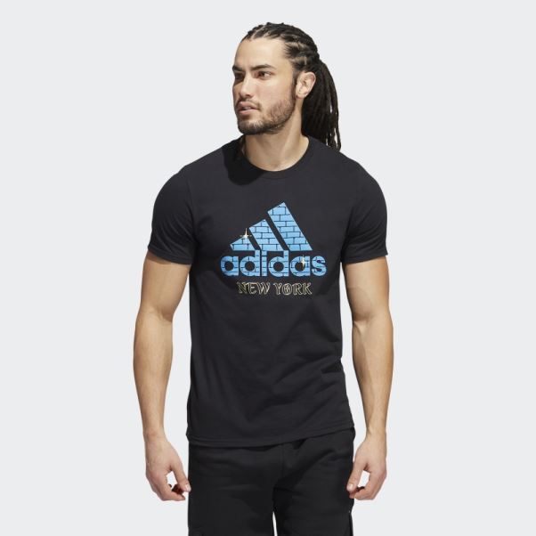 Adidas T-shirt Graphique à Manches Courtes Avec Logo New York Noir