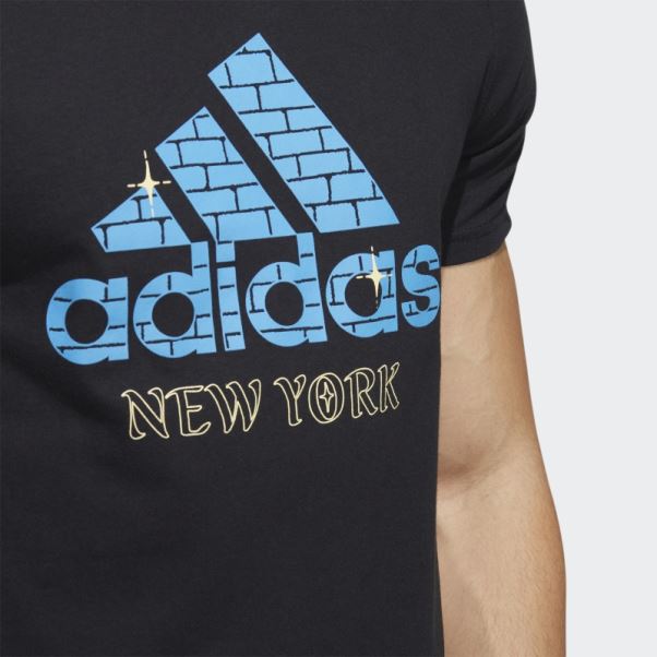 Adidas T-shirt Graphique à Manches Courtes Avec Logo New York Noir