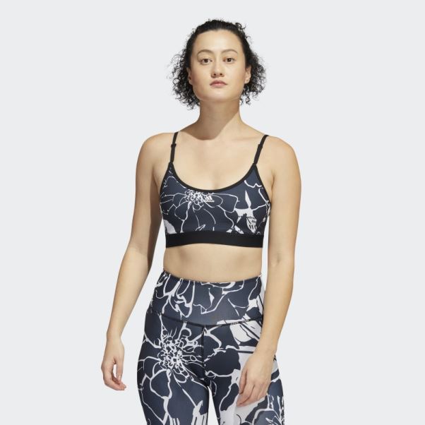 Soutien-gorge Imprimé Fleurs à Maintien Léger Adidas Dash Gris