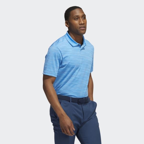 Polo Adidas Bleu à Bandes Contrastantes