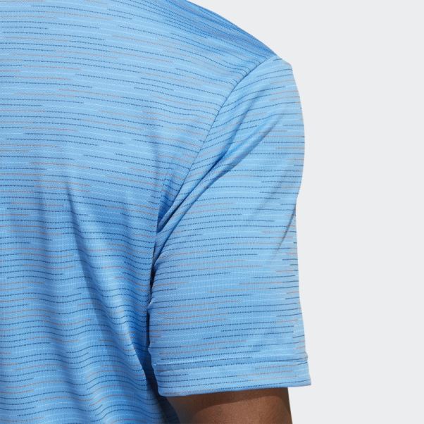 Polo Adidas Bleu à Bandes Contrastantes