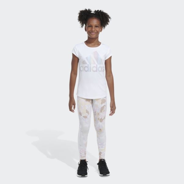 Collants En Coton 7/8 Imprimé Allover Blanc Adidas