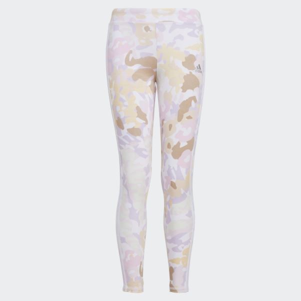 Collants En Coton 7/8 Imprimé Allover Blanc Adidas
