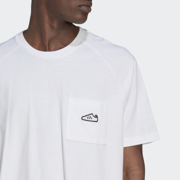 Adidas T-shirt Brodé Blanc