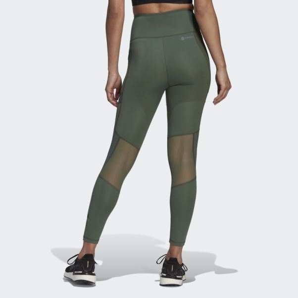 Adidas Circuit Legging Taille Haute 7/8 Mesh Oxyde Vert Chaud