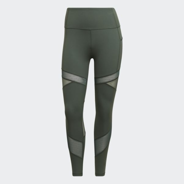 Adidas Circuit Legging Taille Haute 7/8 Mesh Oxyde Vert Chaud