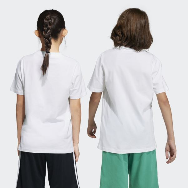 Adidas Essentials T-shirt En Coton à Gros Logo Blanc