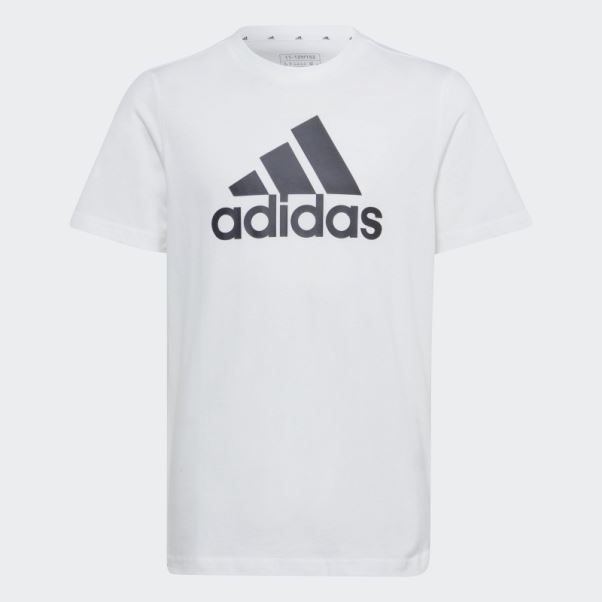 Adidas Essentials T-shirt En Coton à Gros Logo Blanc