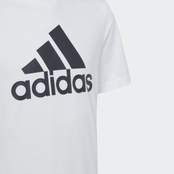 Adidas Essentials T-shirt En Coton à Gros Logo Blanc