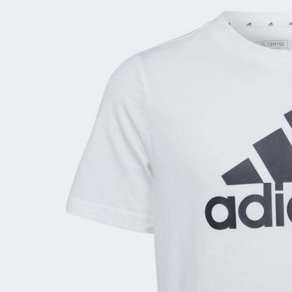 Adidas Essentials T-shirt En Coton à Gros Logo Blanc