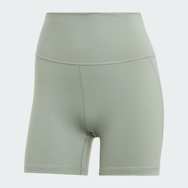 Leggings Courts Cinq Pouces Studio De Yoga Vert Argent Adidas