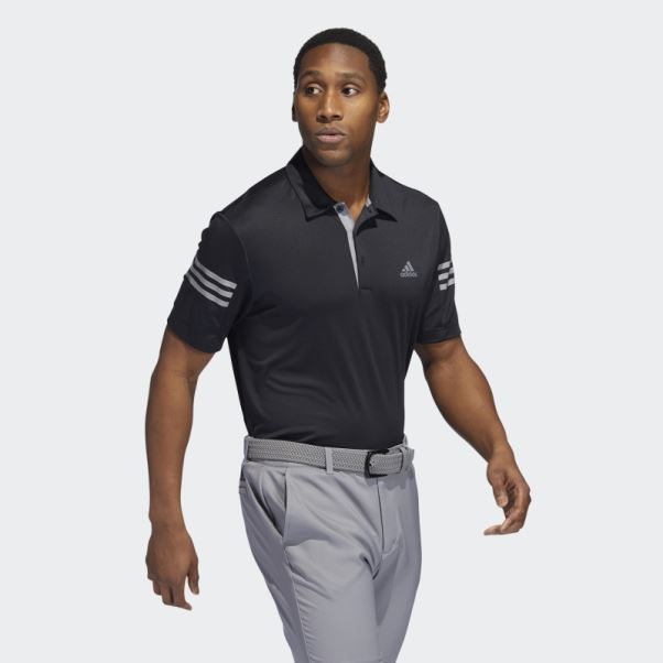 Polo 3 Bandes Noir Adidas