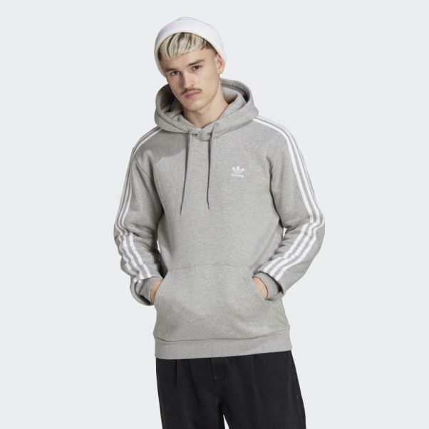 Sweat à Capuche Adicolor Classics 3 Bandes Gris Moyen Adidas