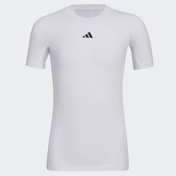 Top Techfit Manches Courtes Blanc Adidas