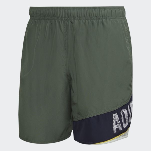 Short De Bain Adidas Wording Vert Oxyde