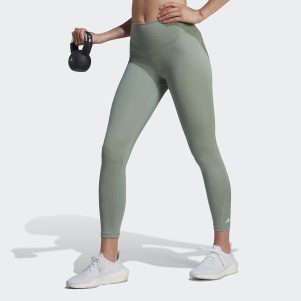 Adidas Optime Training 7/8 Leggings Argent Vert