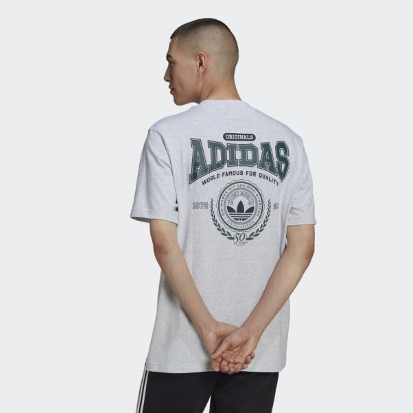 Tee Shirt Adidas Varsity Loose Gris Clair Chiné