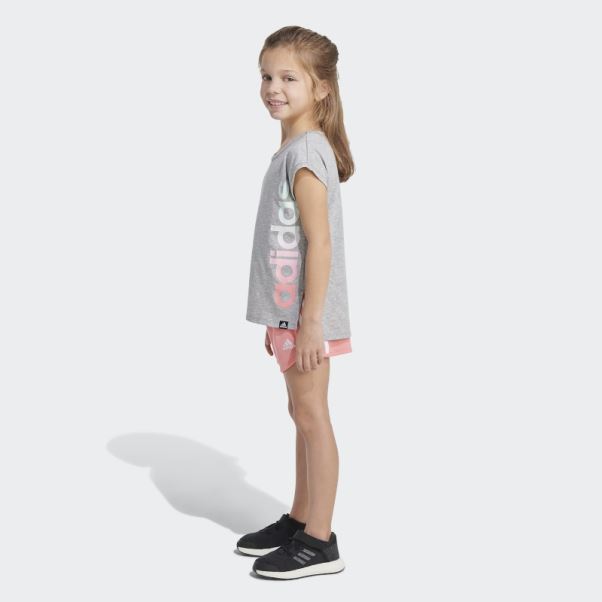Ensemble T-shirt Et Short Graphique Gris Moyen Adidas
