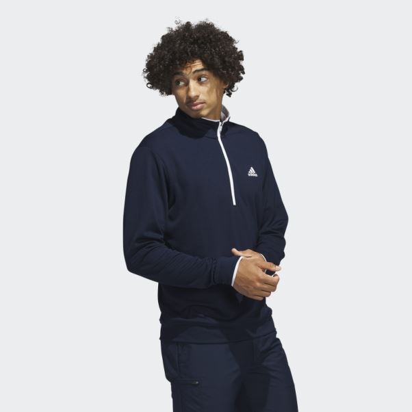 Adidas Pull Quart De Zip Bleu Marine