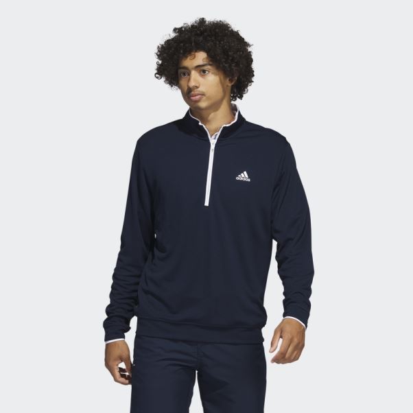 Adidas Sweatshirt Quart De Zip Bleu Marine