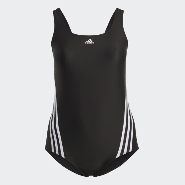 Adidas Maillot De Bain Noir 3 Bandes (grande Taille)